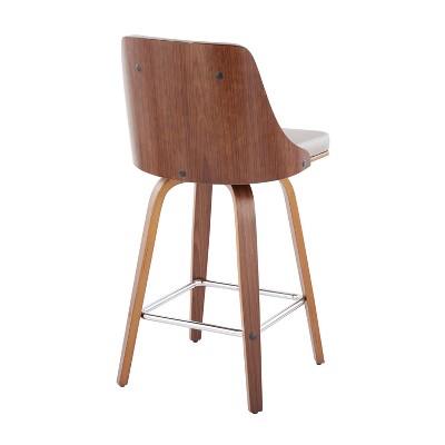 Gianna Light Gray Walnut Chrome Swivel Counter Stool Set