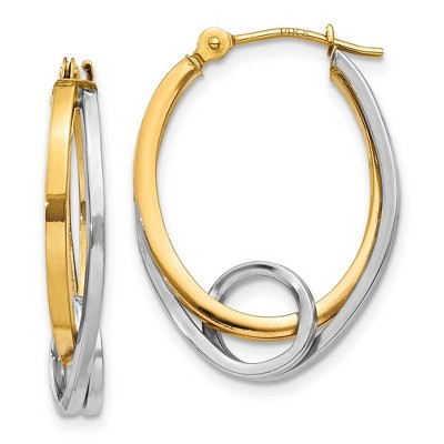 Black Bow Jewelry Double Oval Hoops with a Loop in 14k Two-tone Gold