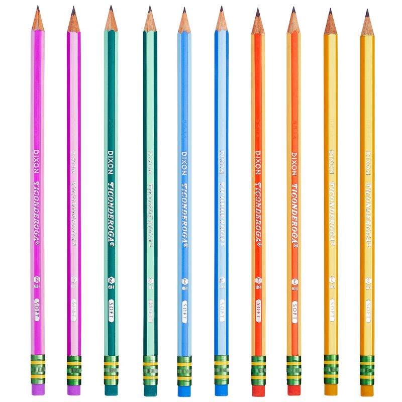 Ticonderoga® Pencils, #2 Soft, Neon Stripes, Presharpened, 10 Per Pack, 6 Packs, 5 of 7