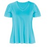 Collections Etc Stylish Double Layer Flutter Sleeve V-Neck Top XX-Large Gender Neutral Turquoise - 4 of 4