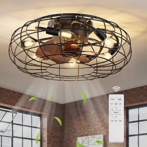 20" Caged Ceiling Fan with Light and Remote Control - 1 of 4