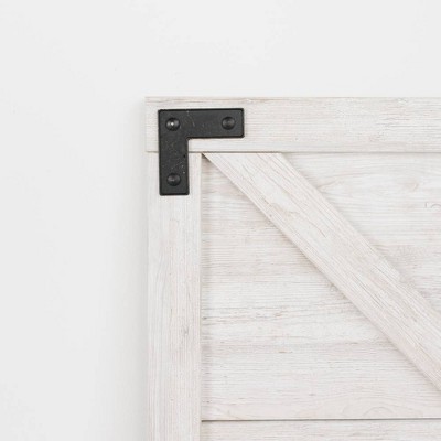 Full Whitewash Wood Panel Headboard with Crossbuck Detail