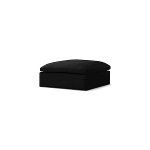 Meridian Furniture,Serene Linen Textured Fabric Deluxe Comfort Modular Ottoman - 1 of 4
