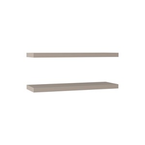 SEVOBAL Utility Storage Shelves Bookshelf Set of 2 Wide Floating Shelves, Modern Wall-Mounted Storage for Living Room, Beige, 32"*11"*4" - 1 of 4