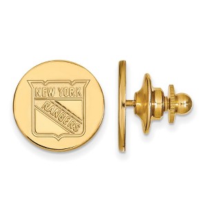 Black Bow Jewelry 14k Yellow Gold Plated Sterling Silver New York Rangers NHL Pin - 1 of 3