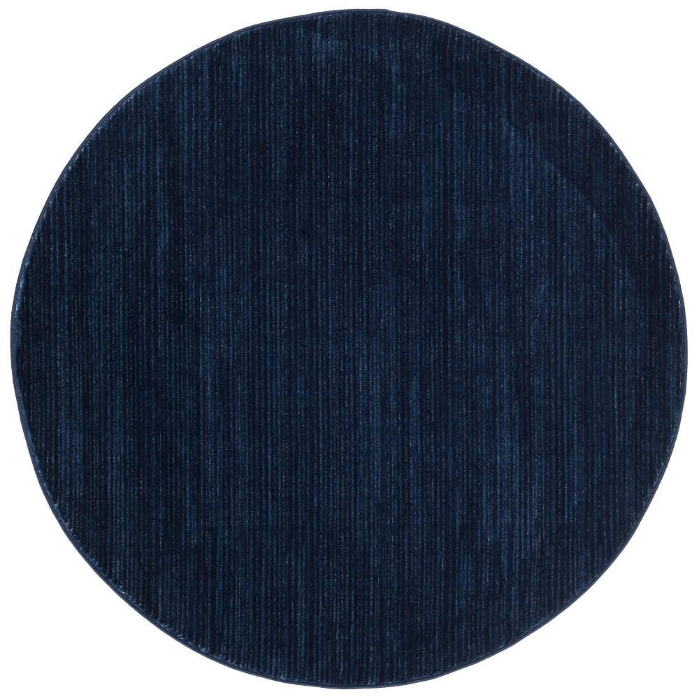 5' Loomed Solid Round Area Rug Navy - Safavieh