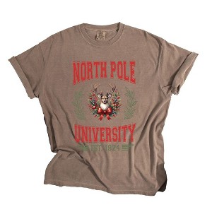 Simply Sage Market Women's North Pole University Coquette Short Sleeve Garment Dyed Tee - 1 of 4