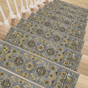 BAGOKIE 15 PCS Non Slip Stair Carpet Reusable Treads Stair Runner Rug, 8" X 30" - 1 of 4