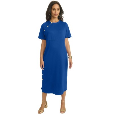 Jessica London Women's Plus Size Side Button Midi Dress