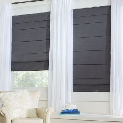 Ivory Cordless Blackout Woven Fabric Roman Shade 33" W 64" L