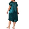 Agnes Orinda Women's Plus Size Satin Silky Pleated Loose Fit Midi Nightgown - 4 of 4