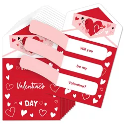 Big Dot of Happiness Happy Valentine's Day - Valentine Hearts Cards for Kids - Happy Valentine's Day Pull Tabs - Set of 12