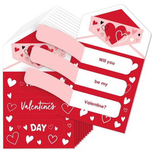 Big Dot of Happiness Happy Valentine's Day - Valentine Hearts Cards for Kids - Happy Valentine's Day Pull Tabs - Set of 12 - image 1 of 4