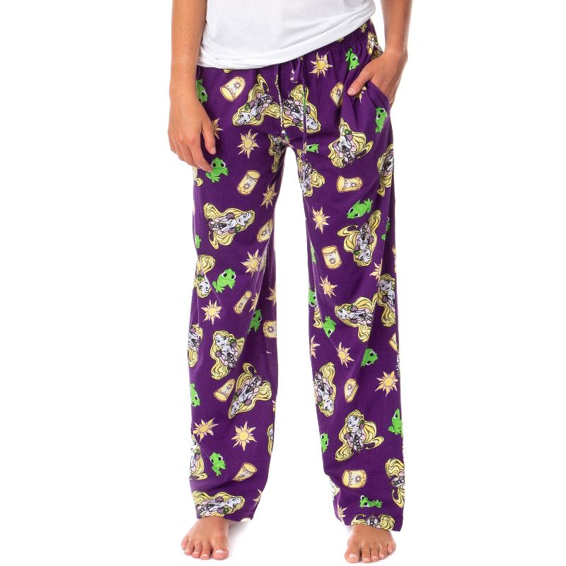 Disney Tangled Adult Rapunzel Pascal and Lanterns Pajama Lounge Sleep Pants, 1 of 5