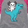 Girls' - Instant Message - Axolotl Riding A Dinosaur Shirt Tail Raglan Graphic T-shirt - 2 of 4