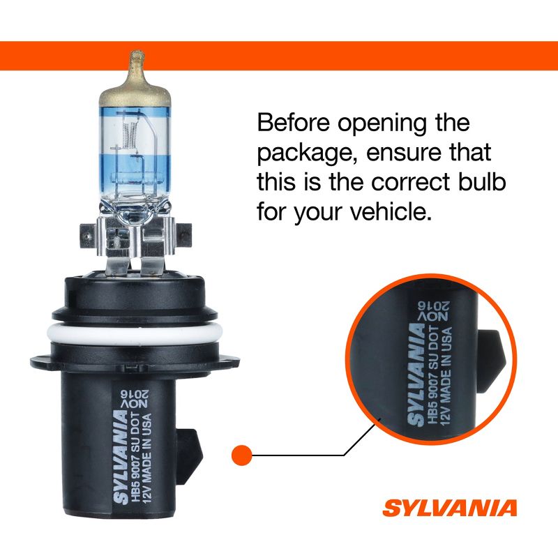 SYLVANIA - 9007 SilverStar Ultra - High Performance Halogen Headlight Bulb, High Beam, Low Beam and Fog Replacement Bulb (Contains 2 Bulbs), 5 of 8