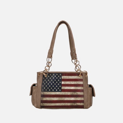 MKF Collection Alaina Vegan Leather Women’s Flag Shoulder Bag by Mia K - Taupe