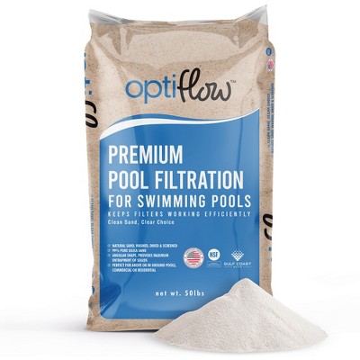 OptiFlow Premium Pure Silica Filter Sand, Natural Filtration Media, 50 lb Bag - Compatible with Standard Systems for Above-Ground, Inground,