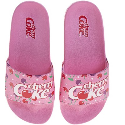 Coca-Cola Cherry COKE Casual Slides for Women - Comfortable Quick-Dry Beach Pool Summer Sandals (Adult)
