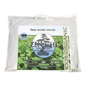 ZEN CHI Buckwheat Pillow- Organic Twin Size (20"X26") w Natural Cooling Technology- All Cotton Cover w Organic Buckwheat Hulls - 1 of 3