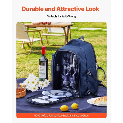 VEVOR Picnic Backpack, Beach Picnic Backpack Bag for 2 Person with Insulated Cooler Compartment, Detachable Bottle/Wine Holder, Navy Blue — фото 4