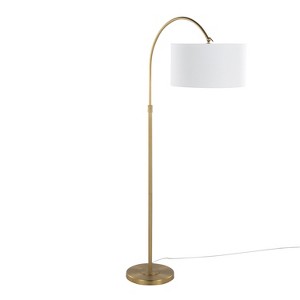 Salon Reader 63" Contemporary Metal Floor Lamp in Gold Metal with White Linen Shade from Grandview Gallery by LumiSource - 1 of 1