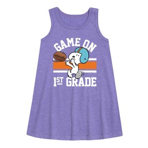 - Peanuts - Game On 1st Grade Graphic Sleeveless Aline Dress - 1 of 4