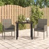 vidaXL 3 Piece Patio Dining Set with Cushions Black and Gray Poly Rattan - Gray 31.5" Table Length 2 Items - 2 of 4