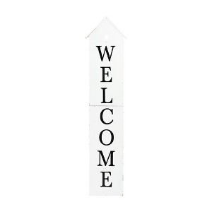 HomeRoots 48" White And Black Solid Wood Birdhouse Welcome Porch Sign - 1 of 4