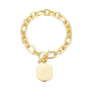 Adornia 14k Gold Plated Monogram Initial Chunky Toggle Bracelet - 1 of 1