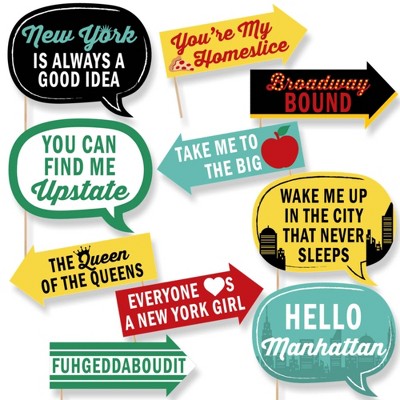 Big Dot of Happiness Funny New York - Photo Booth Props Kit - 10 Piece