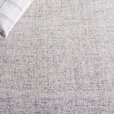 Handmade Dark Grey and Ivory Wool Tufted 4' x 6' Rug
