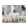 3Pc Dinette Set - Kitchen Table & 2 Chairs - Small Round Table - Linen White & Baby Blue - 2 of 4