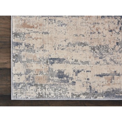 Abstract Brushstroke 26'' Gray and Beige Modern Indoor Rug