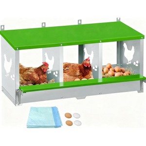 Coucheta Chicken Nesting Box, Wall Mount/Free Standing Poultry Nest for Chickens, Metal Chicken Laying Boxes with Perch, Secure Lid, Vented Holes - 1 of 3