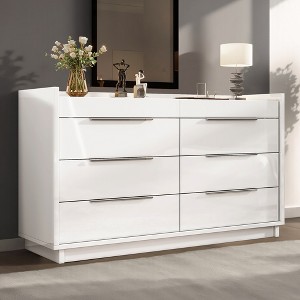 AMERLIFE Modern High Gloss Dressers with Storage Drawers, Elegant Bedroom Storage Organizer - 1 of 4