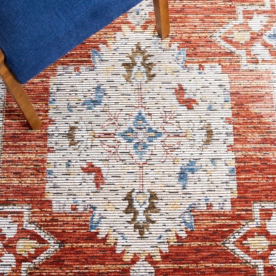 Sierra Ivory and Rust Wool Runner Rug 2'3" x 9'