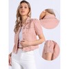 INSPIRE CHIC Women's Casual Short Puff Sleeves Button-Down Jean Denim Jacket - 2 of 4