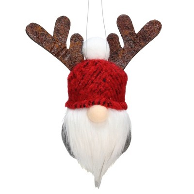 Northlight 6.5" Red and Gray Gnome with Antlers Christmas Ornament