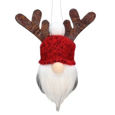 Northlight 5" Red and Gray Santa Gnome with Moose Antlers Christmas Ornament Decoration