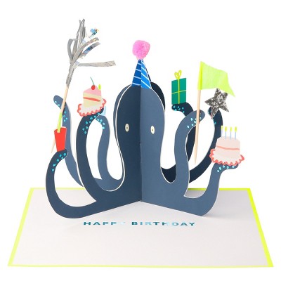 Meri Meri Party Octopus Stand-Up Birthday Card (Pack of 1)