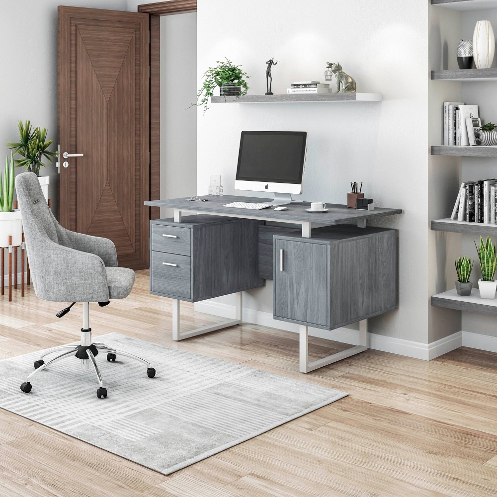 Photos - Office Desk Modern  with Storage Gray - Techni Mobili