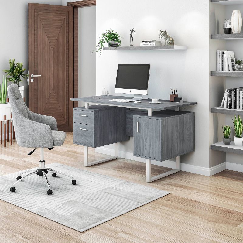 Modern Office Desk with Storage Gray - Techni Mobili, 1 of 11