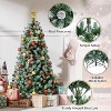 Pre-Lit Flocked Christmas Tree with Pine Cones, PVC Branches & Metal Hinged Base for Home, Office, or Holiday Party Decor - 2 of 4