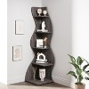 Hommoo 5-Tier Corner Shelf, Modern Wall Corner Bookshelf Bookcase - 3 of 4