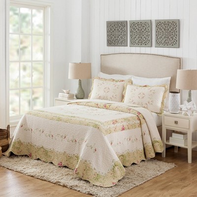 Ivory Cotton Reversible King Bedspread Set