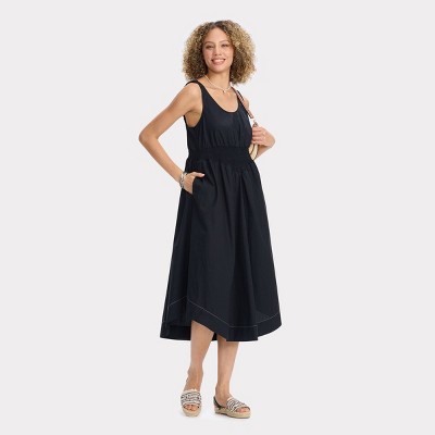 Women's Smocked Waist Poplin Midi A-Line Dress - Universal Thread™