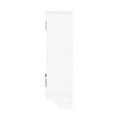 White Wood Wall Mounted Bathroom Storage Cabinet with Towel Rod