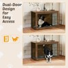Aukfa 39 in Multi-Functional Dog Kennel Furniture - Heavy Duty Wooden Crate & End Table with Dual Doors, Adjustable Feet, Rustic Brow - 2 of 4
