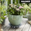 13.4" Charcoal Round Stone Plant Caddy – Heavy-Duty, Water-Resistant & Locking Casters - 3 of 4